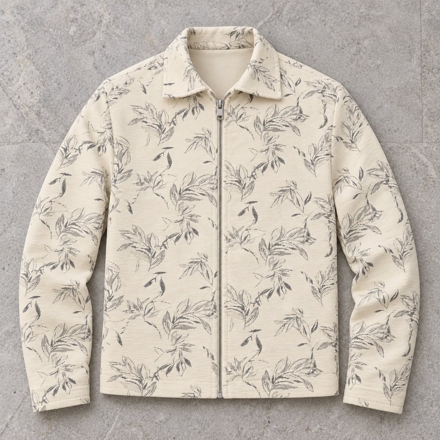 Veste SERO à plat — motifs feuillage